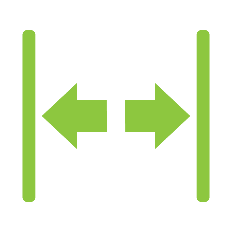 green icon of a gap between two lines depicted with arrows