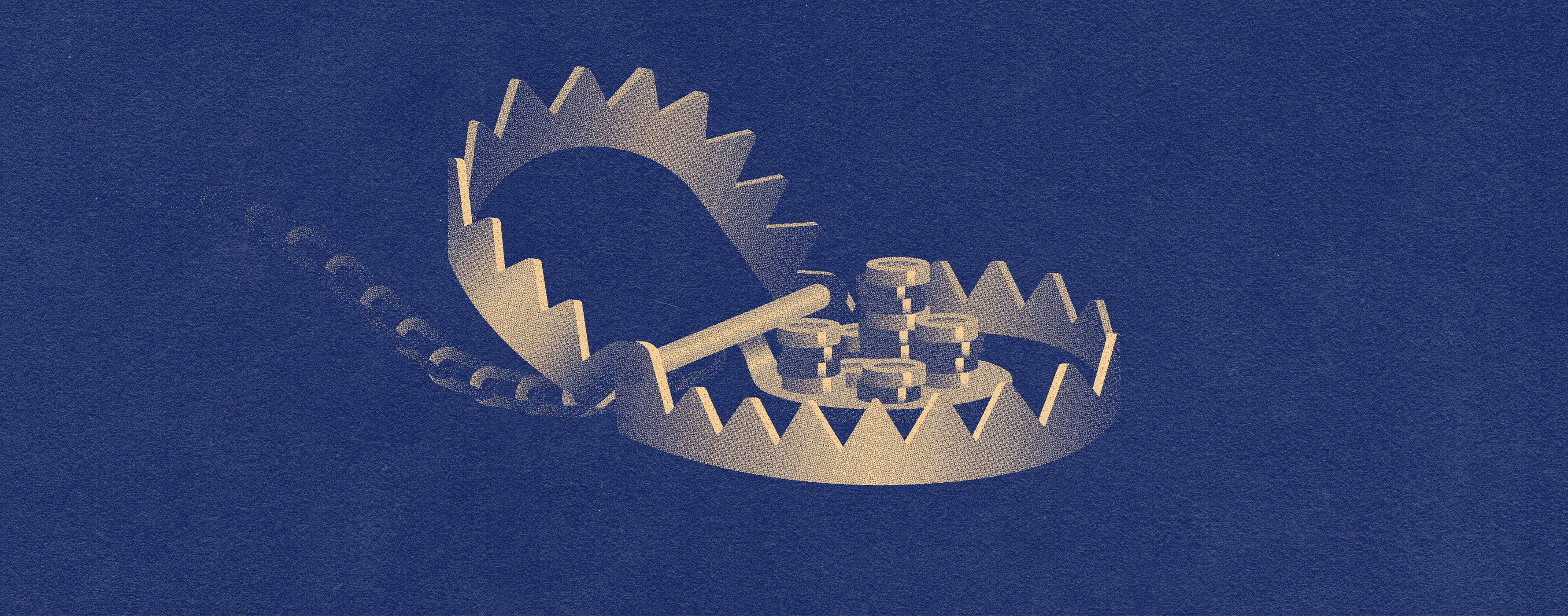 stylized graphic of a bear trap